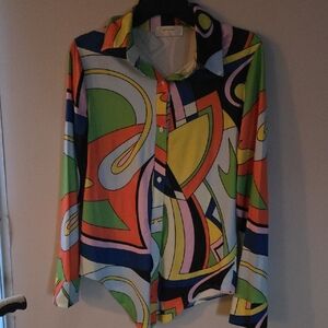 Vibrant Abstract Pattern Button-Up Shirt